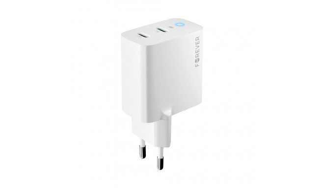 Forever power adapter GaN PD QC 2xUSB-C 40W, white (TC-06-40CC)