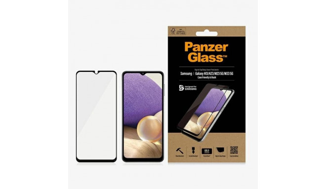 PanzerGlass E2E Regular Tempered Glass for Samsung Galaxy A12 / A23 / M23 / M33 5G - with Black Fram