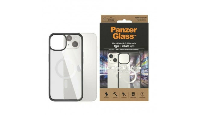 PanzerGlass ClearCase case with MagSafe antibacterial for iPhone 14 / 15 / 13 - transparent and blac
