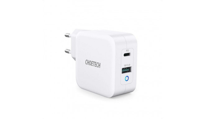Charger CHOETECH GaN USB Type-C, Type-A: 65W, PD, QC