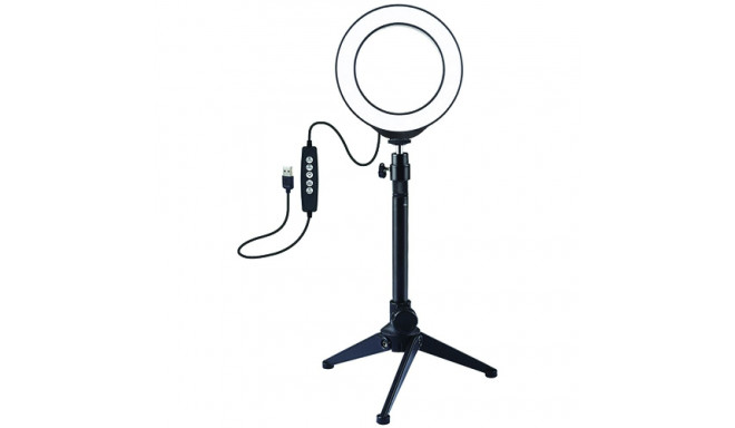 LED Ring Lamp 12cm With Desktop Tripod Mount Up To 24.5cm, USB, RGBW