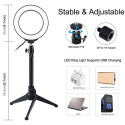 LED Ring Lamp 12cm With Desktop Tripod Mount Up To 24.5cm, USB, RGBW