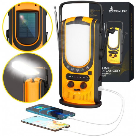 Extralink Power Ranger EPS-6000 | akupank | 6000mAh, FM-raadio, LED-valgus, dünamo, päikesepaneel