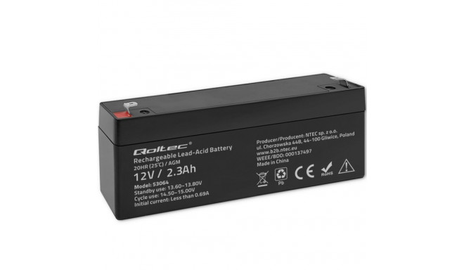 AGM battery 12V 2.3Ah, max. 34.5A