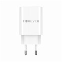 Forever TC-07 PD QC charger 1x USB-C 1x USB 30W white + USB-C - USB-C cable 60W