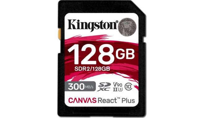 Kingston Canvas React Plus SDXC kaart 128 GB Class 10 UHS-II/U3 V90 (SDR2/128GB)