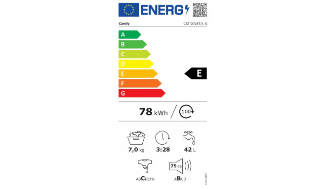 Candy Washing Machine | CST 07LET/1-S | Energy efficiency class E | Top loading | Washing capacity 7