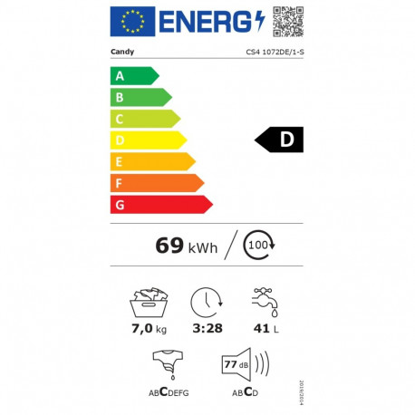 Candy pesumasin CS4 1072DE/1-S energiaklass D eeslaadimisega pesumaht 7kg 1000RPM sügavus 45cm laius