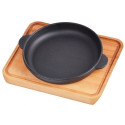 Cast iron pan with wooden tray Brizoll HoReCa 16 cm