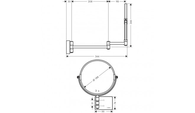 Hansgrohe AddStoris 41791000 raseerimispeegel kroom