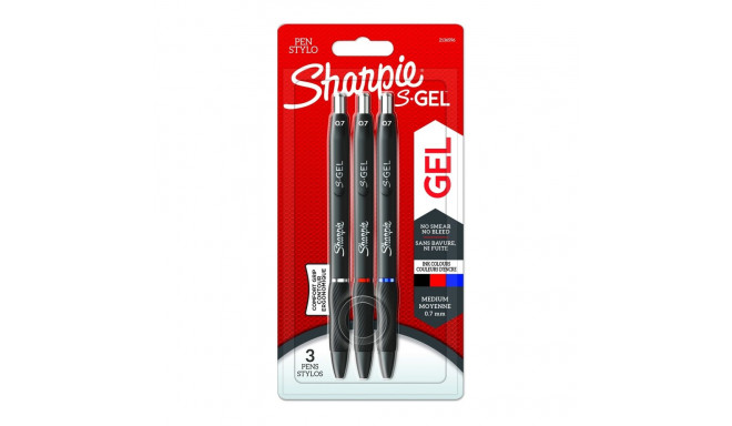 Pen "Sharpie S-GEL", blue/black/red, glitter, 3 pcs.