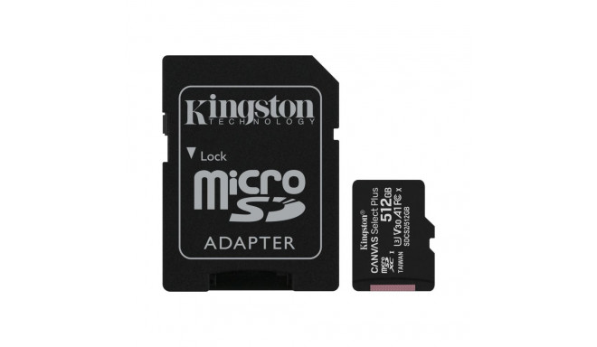 Kingston Canvas Select Plus MicroSDXC 512 GB Class 10 UHS-I/U3 A1 V30 Mälukaart (SDCS2/512GB)