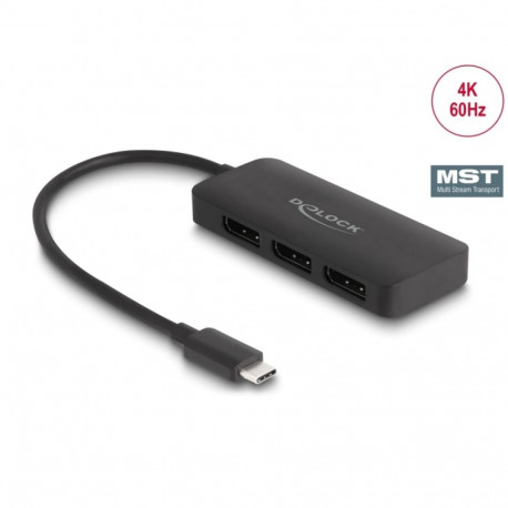 Delock USB Type-C™ Splitter (DP Alt Mode) to 3 x DisplayPort MST 4K 60 Hz