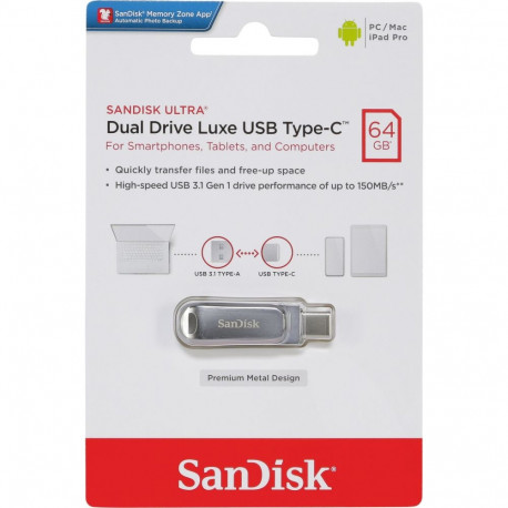 SanDisk mälupulk 64GB Ultra Dual Drive Luxe USB Type-C 400MB/s