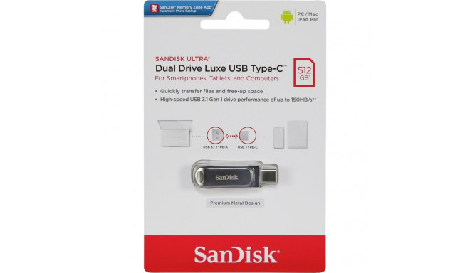 SanDisk 512GB Ultra Dual Drive Luxe USB Type-C 150MB/s