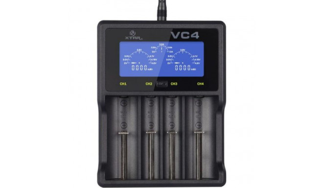 XTAR VC4 LCD Universālais lādētājs ar aizsardzību Li-ion/Ni-MH, USB, 4.2V