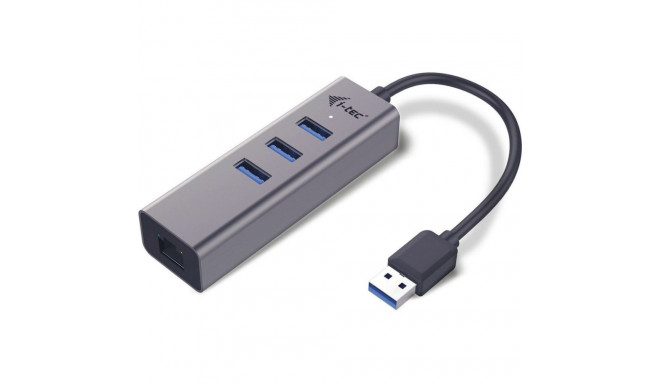 i-tec USB 3.0 metallist 3-pordiline USB 3.0 HUB gigabit ethernet RJ-45 10/100/1000 Mbps adapteriga +