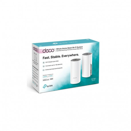 TP-LINK | C1200 Whole Home Mesh Wi-Fi System | Deco E4 (2-pack) | 802.11ac | 867+300 Mbit/s | 10/100