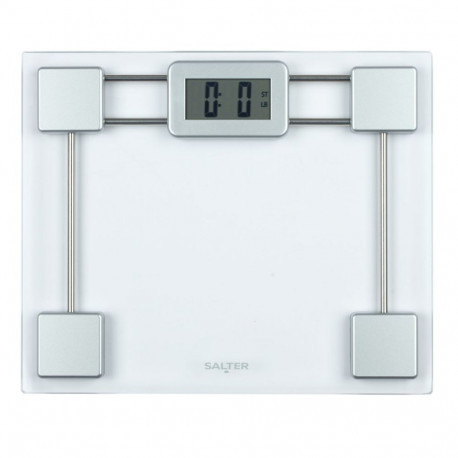 Salter 9081 SVFEU12 Glass Electronic Bathroom Scale, Silver/Transparent