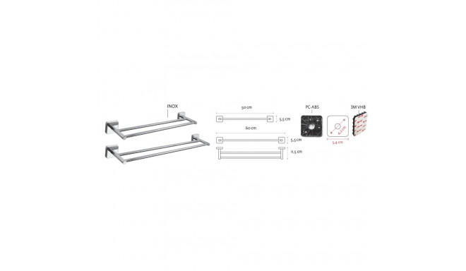 Double towel holder Kapitan QUATTRO 42 52 99, satin