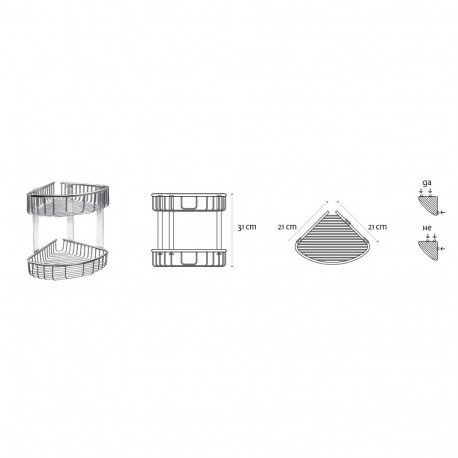 Corner shelf for shower Kapitan NETS 96 38 88, chrome