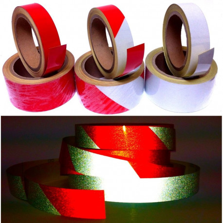 Reflex tape 50 mm x 10 m, red/white.