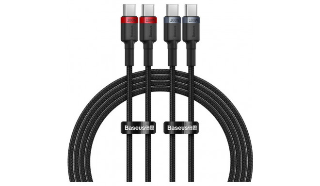 BASEUS cable Type C to Type C PD 5A 100W Cafule 2 pcs 1 m black red and black gray