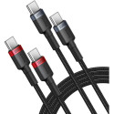 BASEUS cable Type C to Type C PD 5A 100W Cafule 2 pcs 1 m black red and black gray