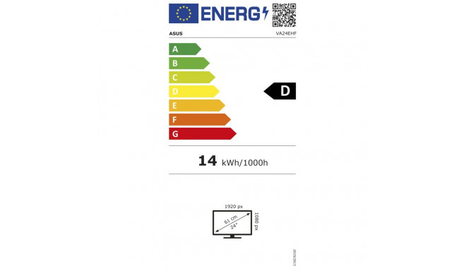 ASUS VA24EHF, LED monitor - 23.8 -  black, HDMI, Adaptive Sync, 1 ms MPRT, IPS, 100Hz panel