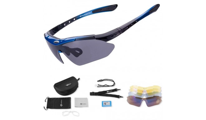 Rockbros 10007 polarizing cycling glasses - black and blue