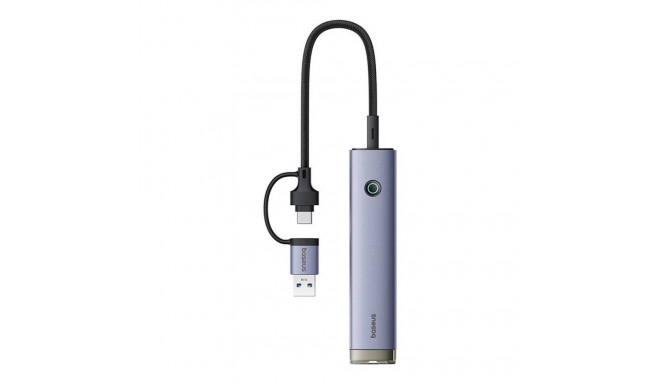 Hub 4in1 Baseus UltraJoy USB-A&USB-C to 3xUSB3.0+USB-C+RJ45 (grey)
