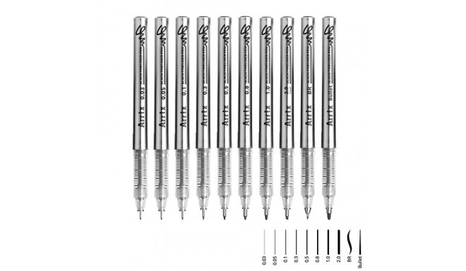 Acrylic Fineliner Pens ARRTX (Black 10pcs)