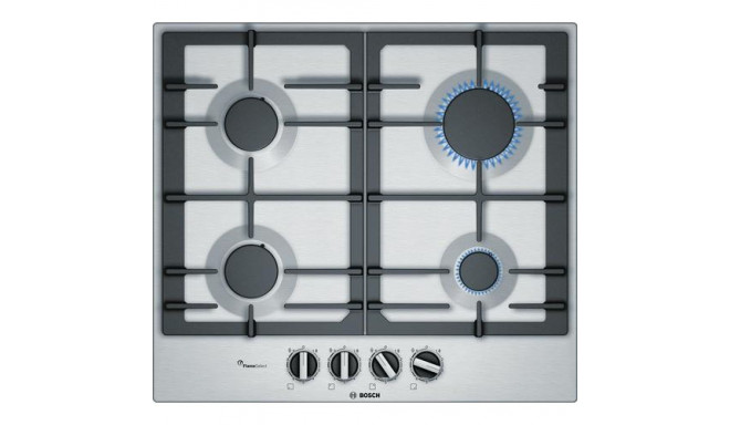 Bosch Serie 6 PCP6A5B90 hob Black, Stainless steel Built-in 60 cm Gas 4 zone(s)