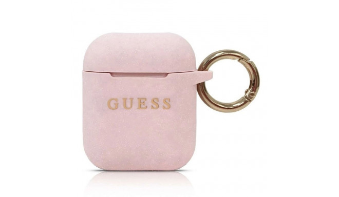 Guess GUACCSILGLLP AirPods cover light pink / pink Silicone Glitter