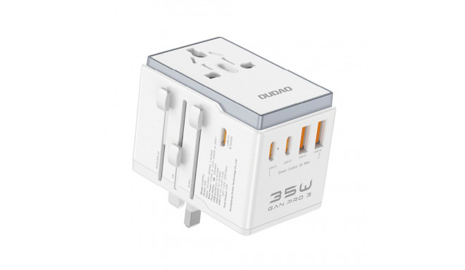 Dudao A35Pro 35W EU / UK / AUS / US / JP travel adapter 3x USB-C 2x USB-A - white