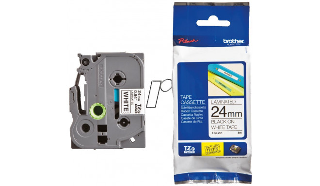 Kleepkirjalint/markeerimislint BROTHER TZE-251 24mm must/valgel