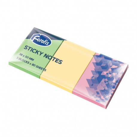 Märkmepaber FOROFIS 38x50mm 3 värvi x 80 lehte