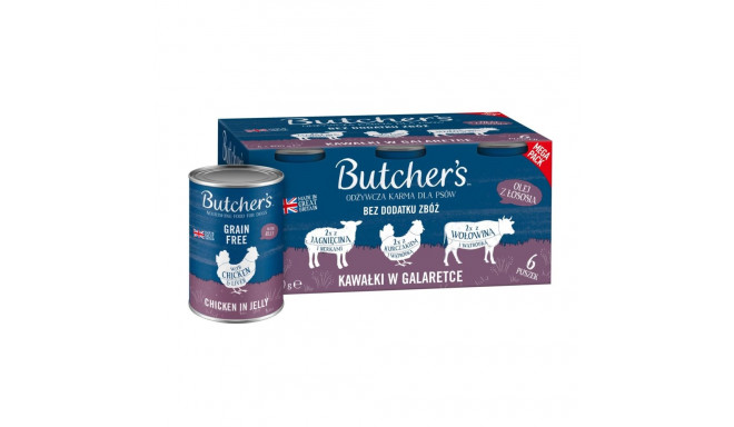 BUTCHER'S Original Mega pack mix tükid želees märg koeratoit 6 x 400g