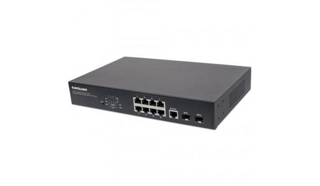 Intellinet 8-Port Gigabit Ethernet PoE+ Web-Managed Switch with 2 SFP Ports, IEEE 802.3at/af Power o