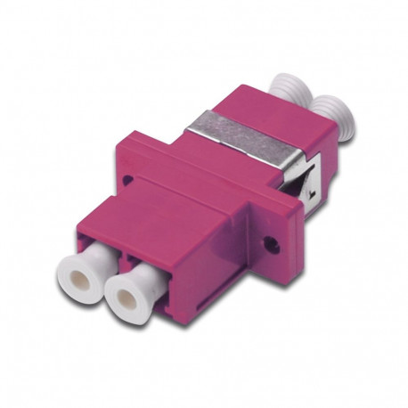 Optical coupler, duplex, LC to LC, multimode, ceramic sleeve OM4, polymer housing, incl. screws