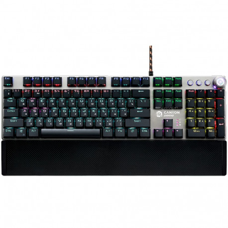 CANYON Nightfall GK-7, Wired Gaming Keyboard,Black 104 mechanical switches,60 million times key life