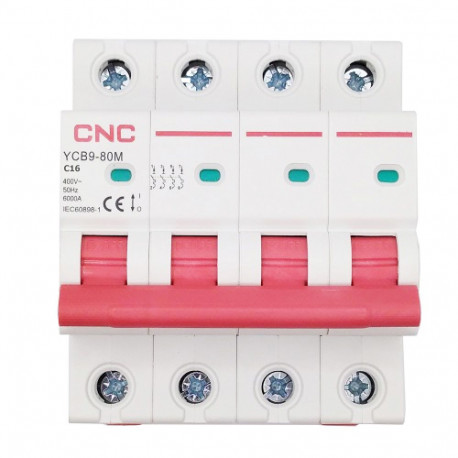 Miniature Circuit Breaker, 4P, 16A, Class C, 6kA