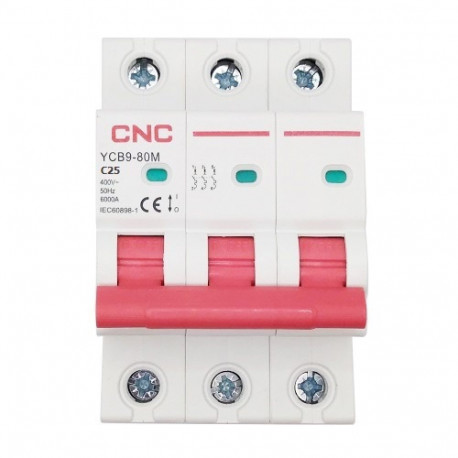 Miniature Circuit Breaker, 3P, 25A, Class C, 6kA