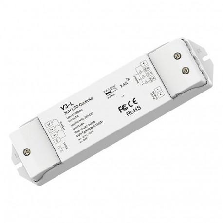 V3-L DC RGB Controller, 12-48V, 3x 6A, Push Dimm