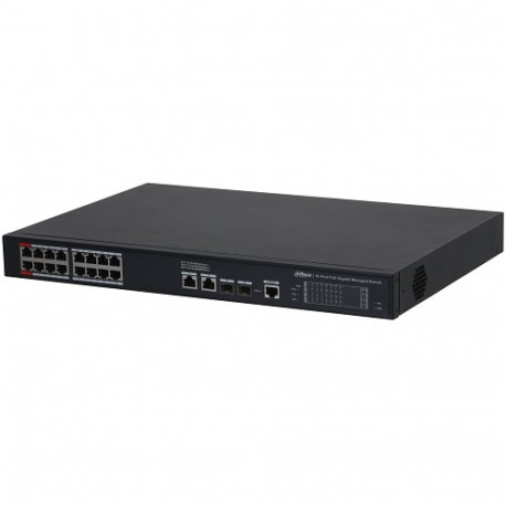 PoE hub 1000Mbps 16-port PoE +2G uplink + 2SFP, Hi-PoE