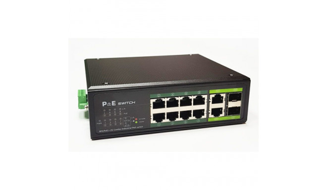 Industrial PoE hub 100Mbps 8-port+2G uplink RJ45 or SFP ports, -40 °C, IEEE802.3af/at