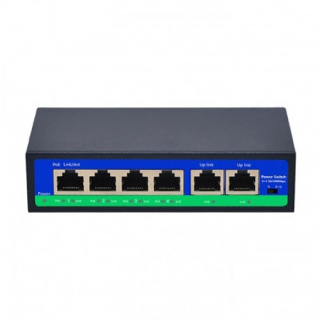 PoE hub 100Mbps 4-port+2G uplink, IEEE802.3af/at, PoE 250m., 72W(52V 1.5A)