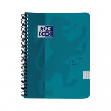Folder in spiral binding A5+ squared OXFORD Touch cardboard covers turquoise blue 70 sheets