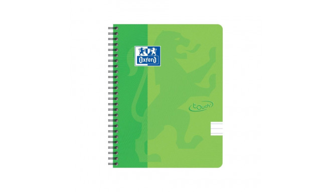 Folder in spiral binding A5+ lined OXFORD Touch cardboard covers green 70 sheets