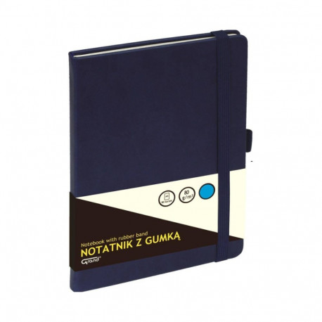 Notebook GRAND with rubber A5 /80 dark blue square
